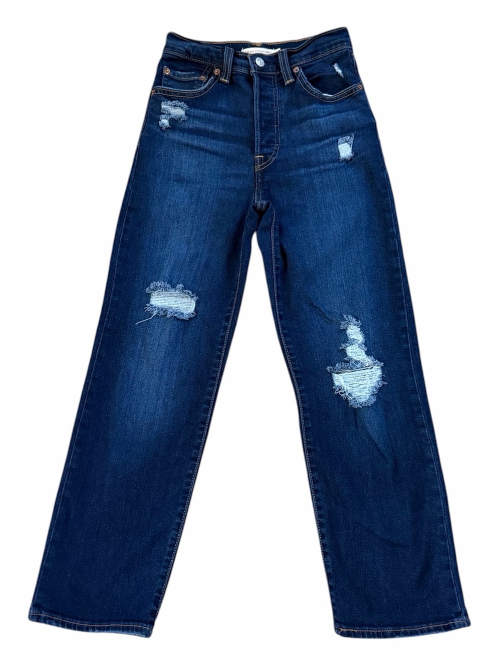 Levi’s Women's Button Fly Distressed Ribcage Straight Ankle Jeans Size 24